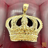 1.5” 14K Yellow Gold Monarch Crown Pendant