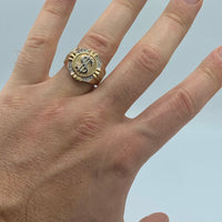 14K Yellow and White Gold Dollar Sign Ring