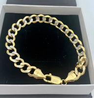 9MM 10K Two-toned Gold Pavé Cuban Bracelet