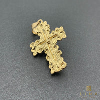 14K Gold Nugget Crucifix Pendant