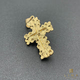 14K Gold Nugget Crucifix Pendant