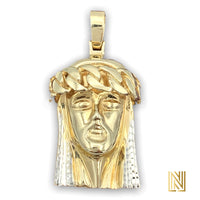 14K Yellow Gold Jesus Head Pendant