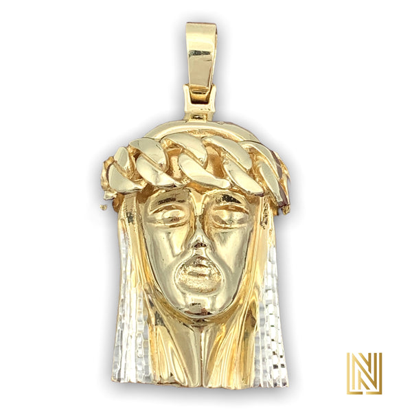 14K Yellow Gold Jesus Head Pendant
