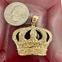 1.5” 14K Yellow Gold Monarch Crown Pendant