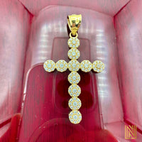 1.63” 14K Yellow Gold Iced Out Cross Pendant