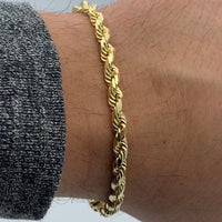 4.5MM 10K Yellow Gold Solid DC Rope Bracelet