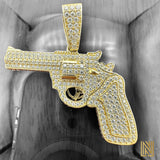 1.6” 14K Gold Gun Pendant