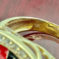 14K Yellow Gold Enameled Casino Roulette Ring