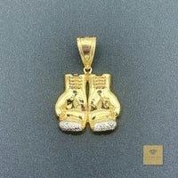 10K Two-tone Gold Boxing Gloves Pendant