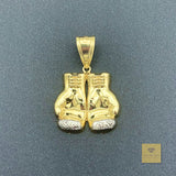 10K Two-tone Gold Boxing Gloves Pendant