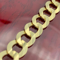7mm 14K Yellow Gold Solid Flat Curb Chain