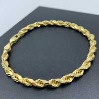 4.5MM 10K Yellow Gold Solid DC Rope Bracelet