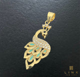 14K Gold and CZ Peacock Charm