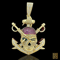 1.79” 14K Gold Pirate Skull Pendant