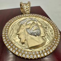 2.58” 14k Yellow Gold Jesus Face Medallion