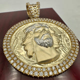 2.58” 14k Yellow Gold Jesus Face Medallion