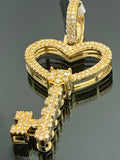 14K Gold Diamond Key Pendant (choose your color)