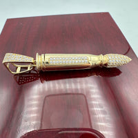 2” 14K Yellow Gold CZ Bullet Pendant