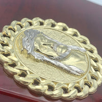 Extra Large 10k Gold Jesus Face Round Pendant