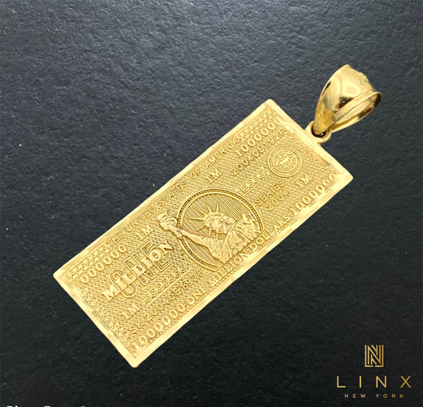 14K Gold Million Dollars Bill Pendant