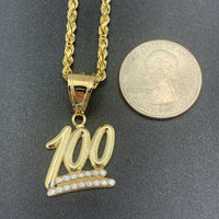 Gold KEEP IT A HUNDRED Pendant & Rope Chain Necklace