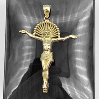 2.8” 10K Yellow Gold Crucifixion of Jesus Pendant