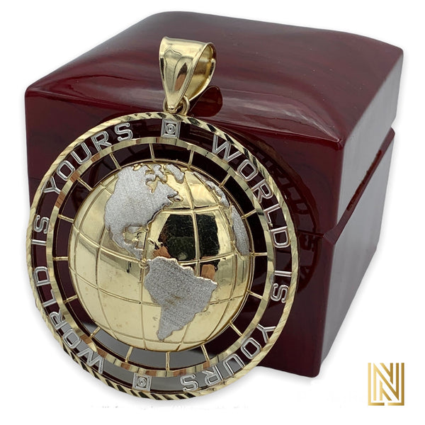 2.56” 10k Gold The World is Yours Pendant