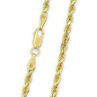 3mm 14k Yellow Gold Solid Rope Chain