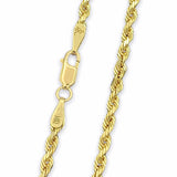 3mm 14k Yellow Gold Solid Rope Chain