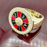 14K Yellow Gold Enameled Casino Roulette Ring