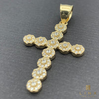 1.63” 14K Yellow Gold Iced Out Cross Pendant