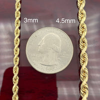 3mm 14k Yellow Gold Solid Rope Chain