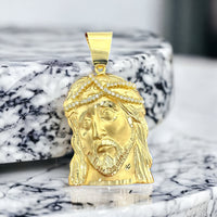 2.45” 14k Solid Gold Jesus Face Pendant