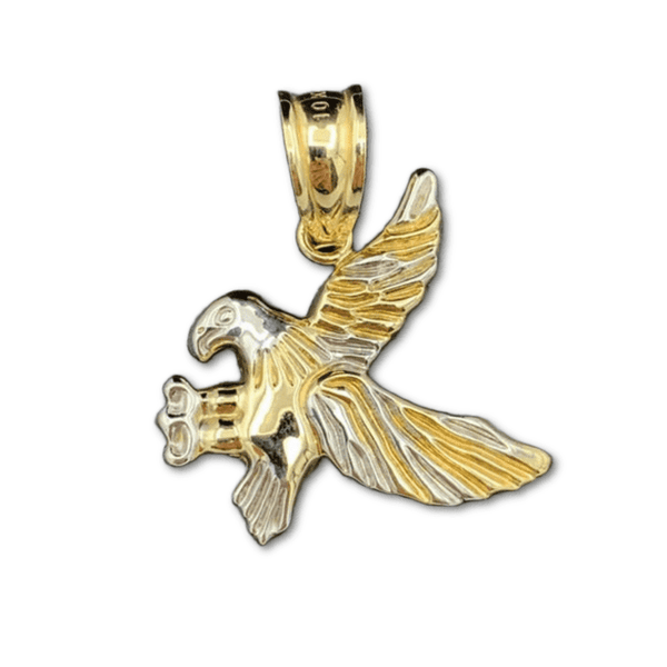 10k Yellow Gold Eagle Pendant - 1.25” tall
