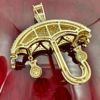 1.58” 14K Yellow Gold Umbrella Pendant