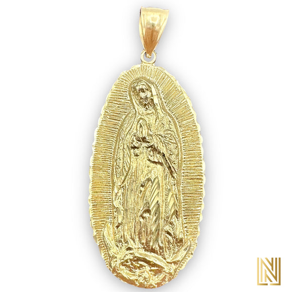 2.3” 10K Yellow Gold Our Lady of Guadalupe Pendant