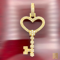 14K Gold Diamond Key Pendant (choose your color)