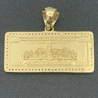 14K Yellow Gold and CZ Hundred Dollar Bill Pendant