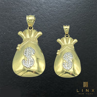 10K Gold Money Bag Pendant
