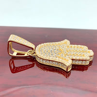 1.5” 14k Yellow Gold Iced Out Hamsa Pendant