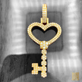 14K Gold Diamond Key Pendant (choose your color)