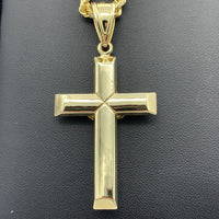 2.47” 10k Gold 3D Crucifixion Pendant and 4MM Rope Chain Necklace