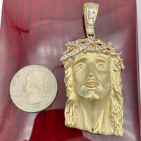 2.6” 14K Yellow and Rose Gold Jesus Face Pendant