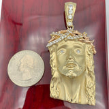 2.6” 14K Yellow and Rose Gold Jesus Face Pendant
