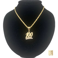 Gold KEEP IT A HUNDRED Pendant & Rope Chain Necklace