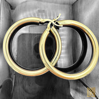 14k Yellow Gold Plain Hoop Earrings (3 sizes)