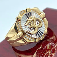14K Two-tone Gold 3D Om Ring