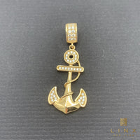 14K Gold and CZ Anchor Pendant