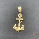 14K Gold and CZ Anchor Pendant