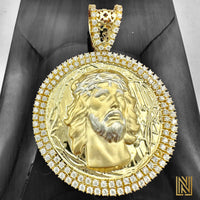 2.58” 14k Yellow Gold Jesus Face Medallion